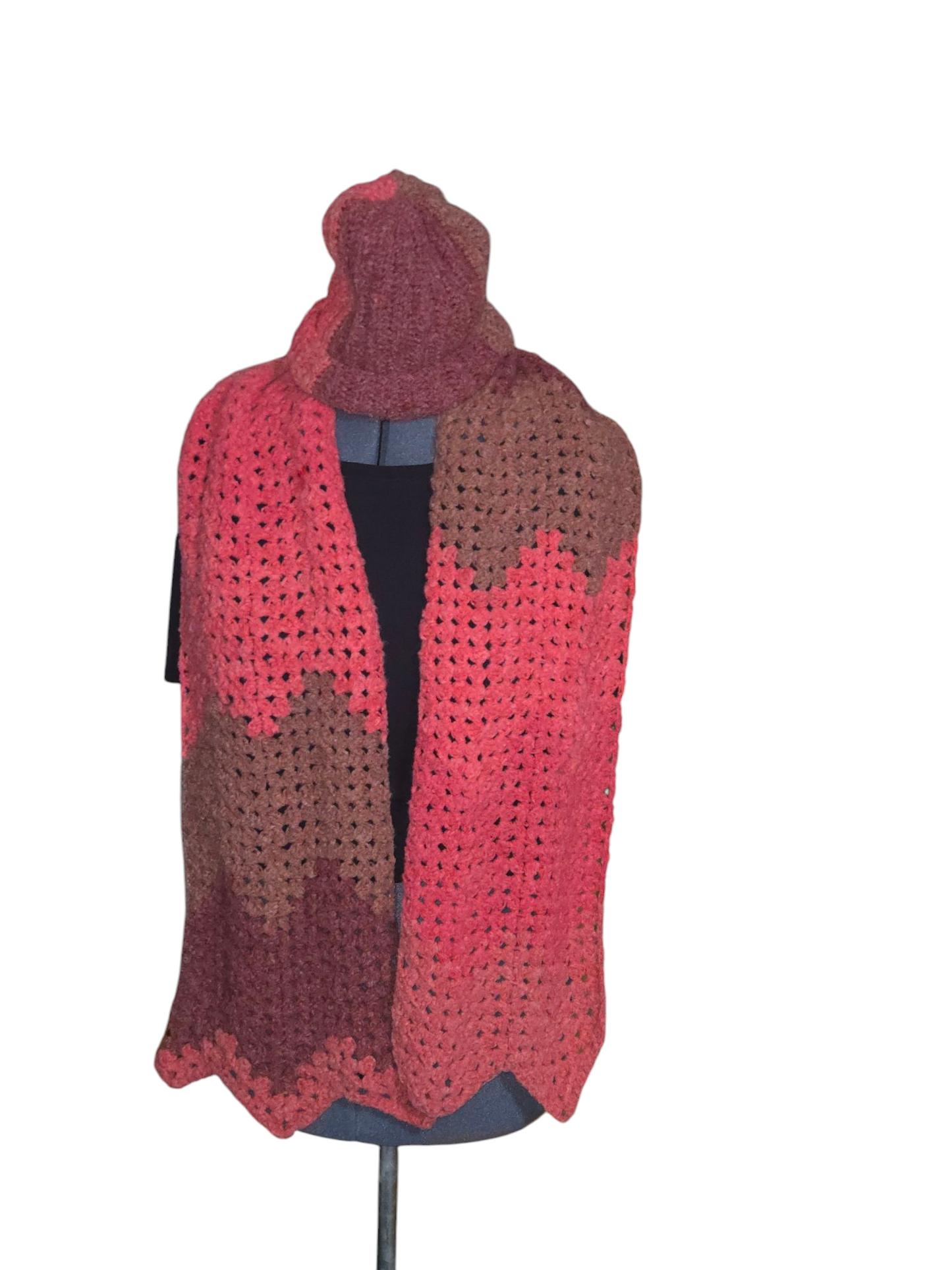 Hat and Scarf Set in Lava colorway