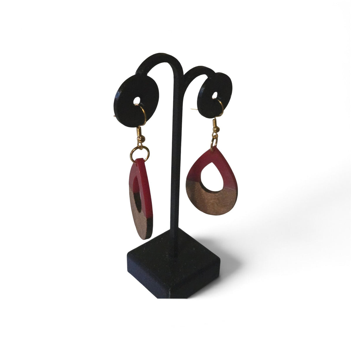 Resin and wood earrings