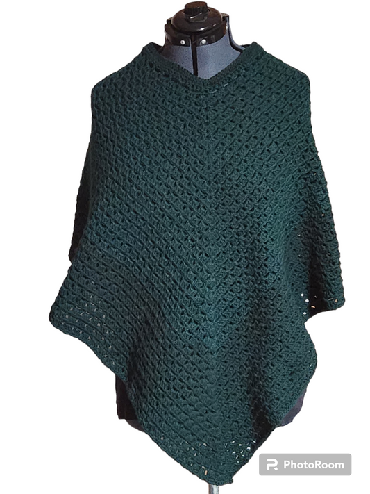 Green Crocheted Poncho