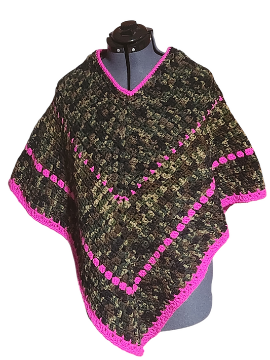 Camo Crocheted Poncho