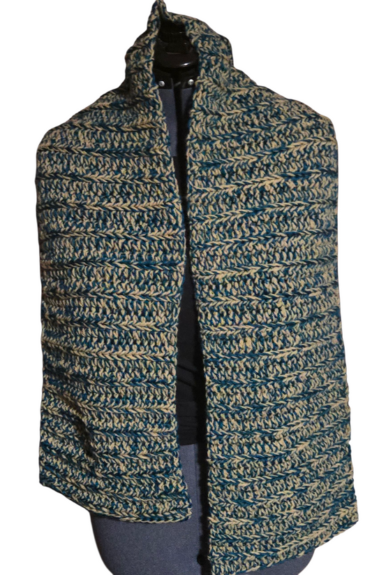 Teal and Beige Scarf