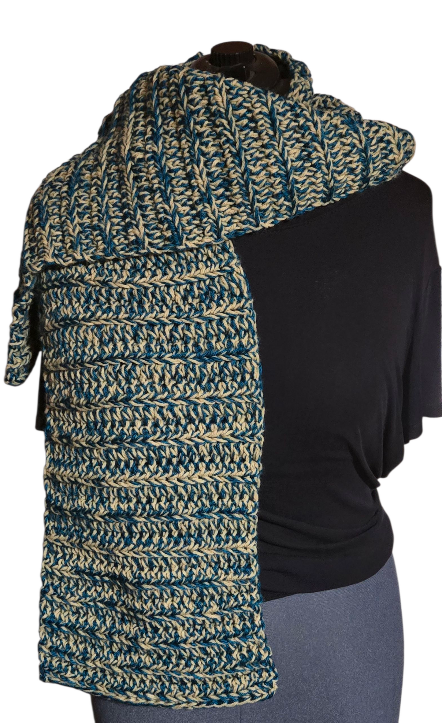 Teal and Beige Scarf