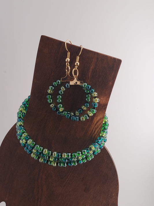 Handmade, beaded, earrings, bracelet